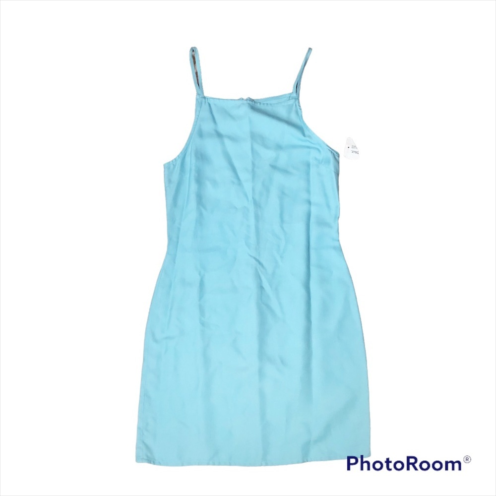 St John Sport by Marie Grey Light Blue High Neck Slip Mini Dress Y2K Festival